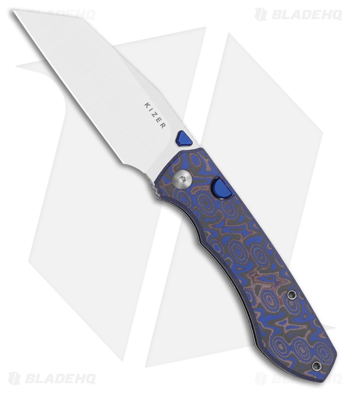 Kizer Wharning Button Liner Lock Knife Vortex Pattern Micarta (3.4" Satin)