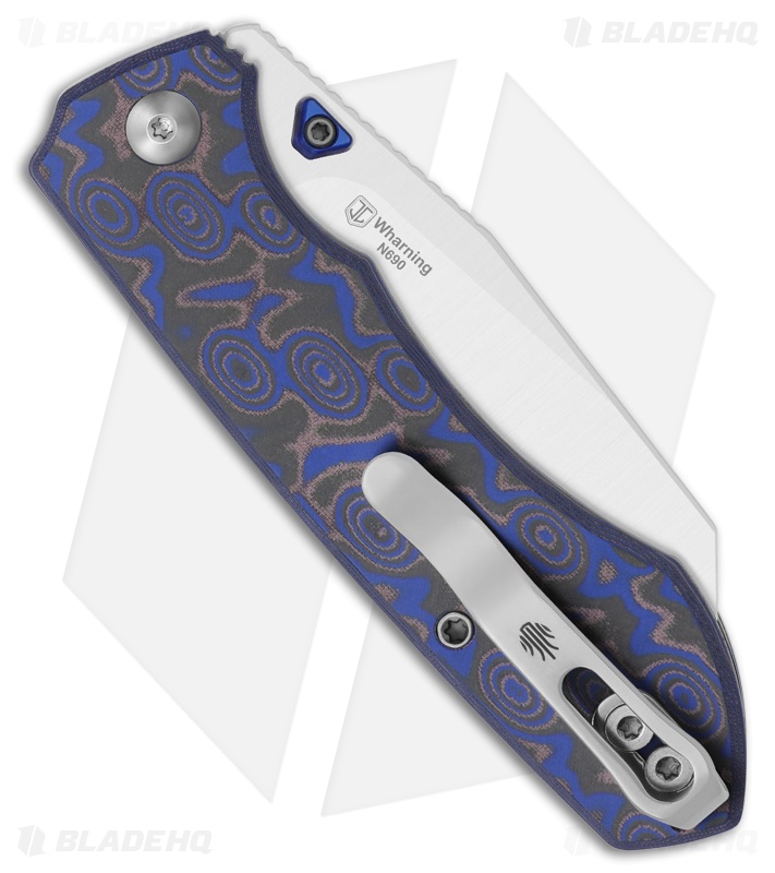 Kizer Wharning Button Liner Lock Knife Vortex Pattern Micarta (3.4" Satin)