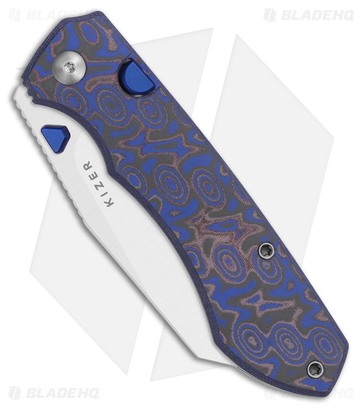 Kizer Wharning Button Liner Lock Knife Vortex Pattern Micarta (3.4" Satin)