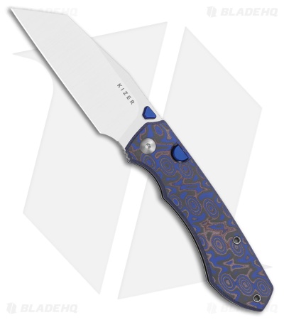 Kizer Wharning Button Liner Lock Knife Vortex Pattern Micarta (3.4" Satin)