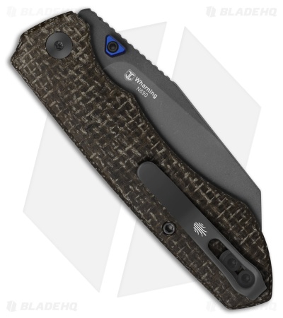Kizer Wharning Button Liner Lock Knife GID Canvas Micarta (3.4" Gray PVD)