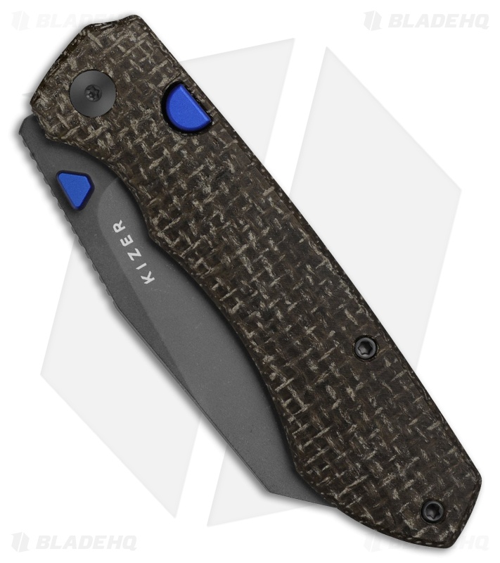 Kizer Wharning Button Liner Lock Knife GID Canvas Micarta (3.4" Gray PVD)