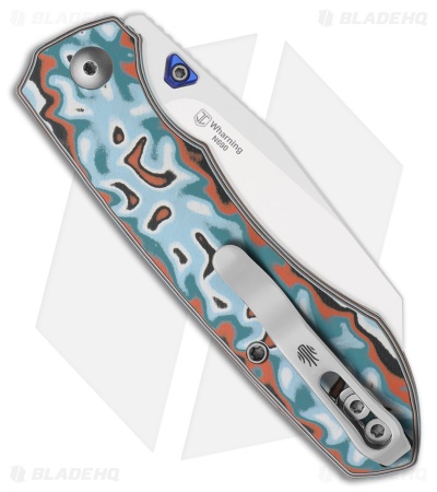 Kizer Wharning Button Liner Lock Knife Vortex Pattern Micarta (3.4" Stonewash)