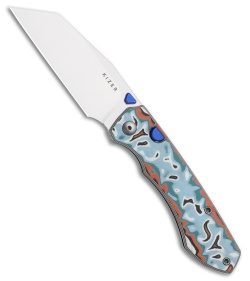 Kizer Wharning Button Liner Lock Knife Vortex Pattern Micarta (3.4" Stonewash)