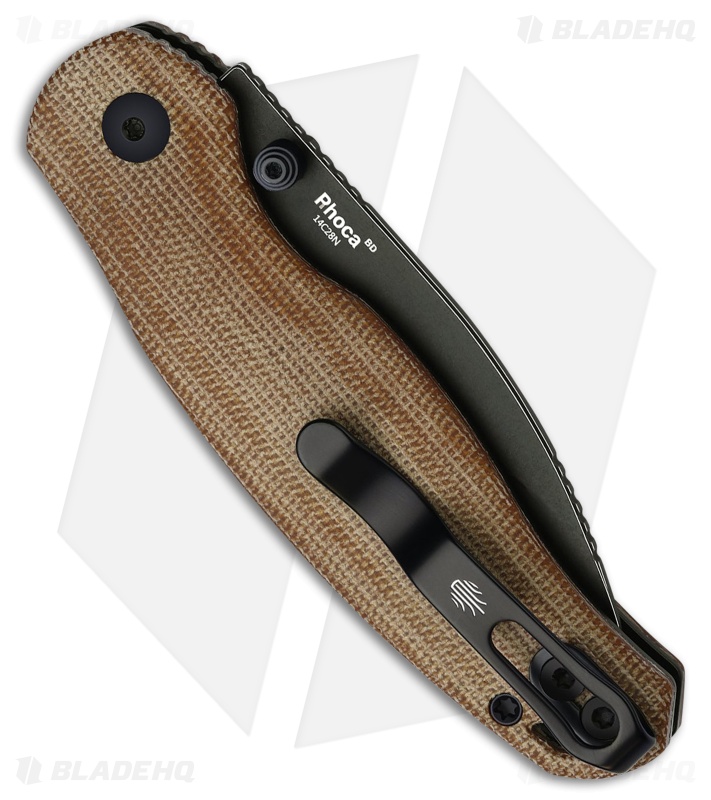 Kizer Phoca BD Button Liner Lock Knife Brown Norplex UltreX Micarta (3" BLK SW)
