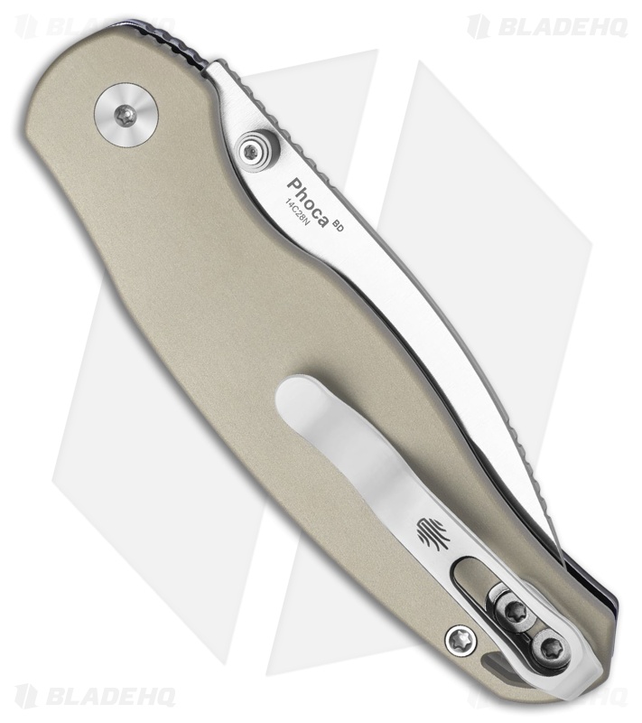 Kizer Phoca BD Button Liner Lock Knife Sand Aluminum (3" Satin)