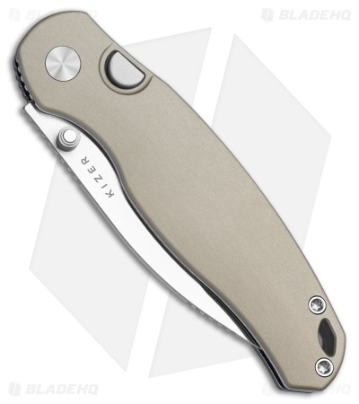 Kizer Phoca BD Button Liner Lock Knife Sand Aluminum (3" Satin)