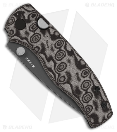 Kizer Cutlery Glaux Button Liner Lock Knife Black Vortex Micarta (3" Gray PVD)