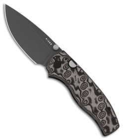 Kizer Cutlery Glaux Button Liner Lock Knife Black Vortex Micarta (3" Gray PVD)