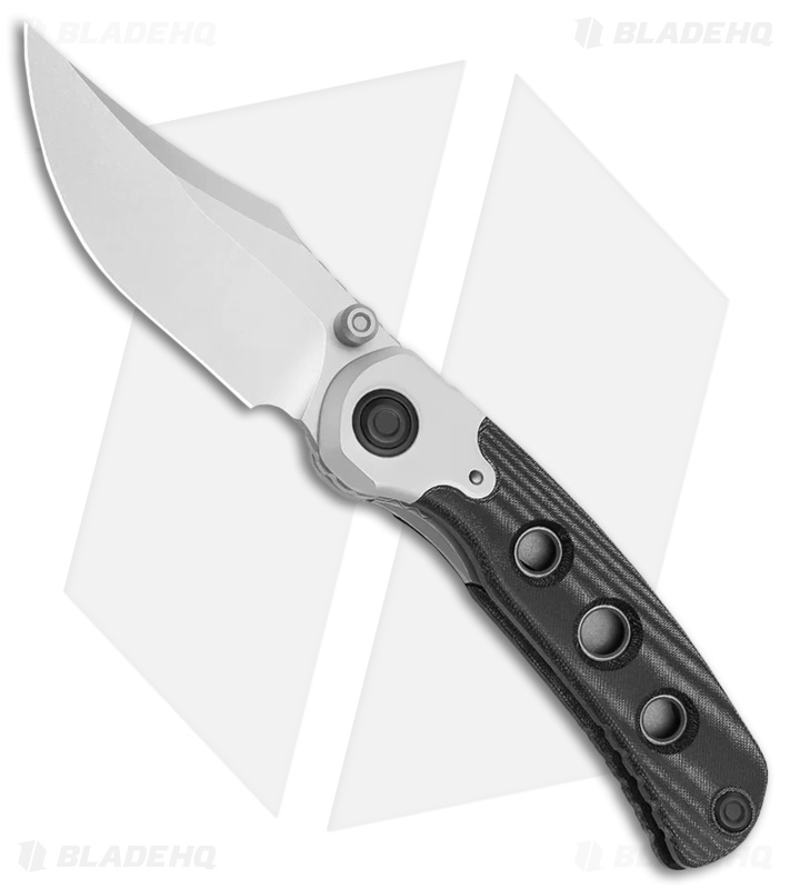 Kizer Pioneer Black Al/Gray Micarta Clip Point Satin Nitro-V