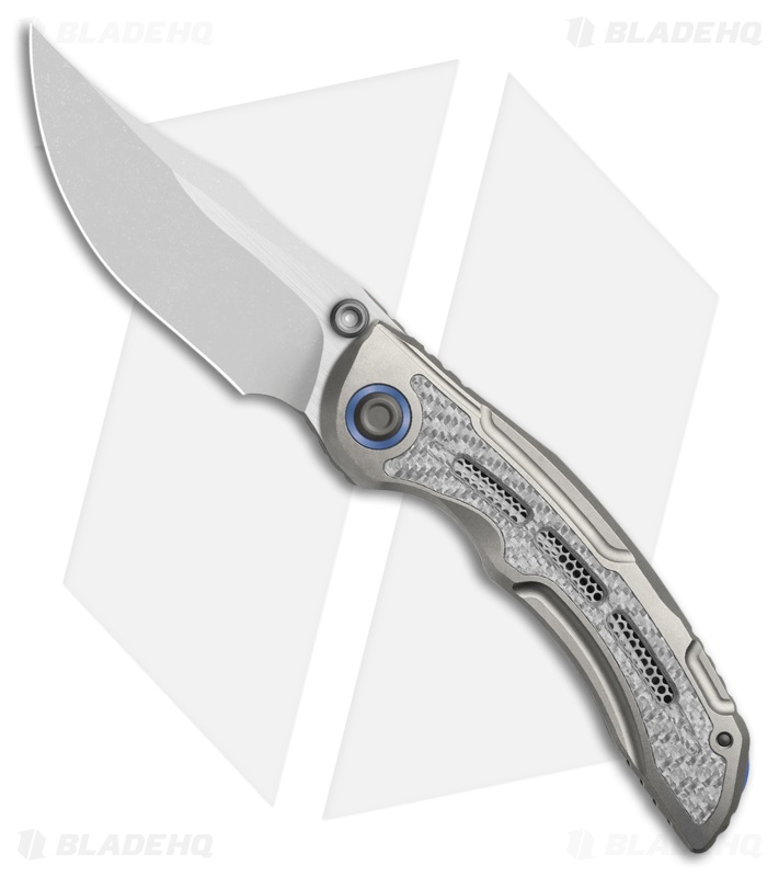 Kizer Silver Wing-Lite Frame Lock Knife Ti/Carbon Fiber (3.3" Stonewash)