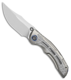 Kizer Silver Wing-Lite Frame Lock Knife Ti/Carbon Fiber (3.3" Stonewash)