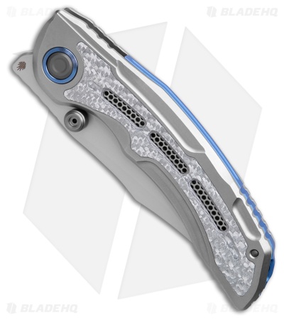 Kizer Silver Wing-Lite Frame Lock Knife Ti/Carbon Fiber (3.3" Serr Stonewash)