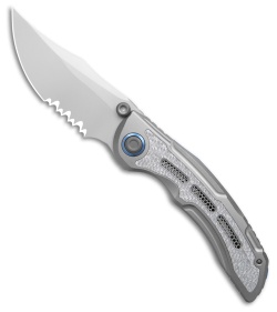 Kizer Silver Wing-Lite Frame Lock Knife Ti/Carbon Fiber (3.3" Serr Stonewash)