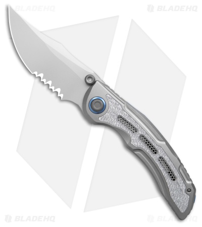 Kizer Silver Wing-Lite Frame Lock Knife Ti/Carbon Fiber (3.3" Serr Stonewash)