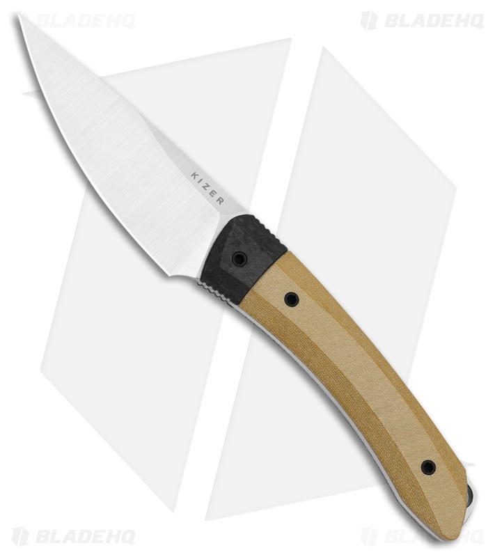 Kizer Momo Fix 3 Fixed Blade Knife Tan Micarta/CF Satin
