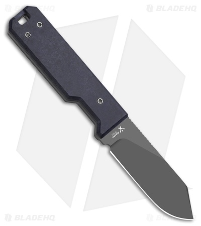 Kizer Abrams Fixed Blade Knife Blue Richlite & Carbon Wave (3.1" Matte DLC)