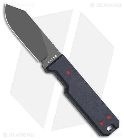 Kizer Abrams Fixed Blade Knife Blue Richlite & Carbon Wave (3.1" Matte DLC)