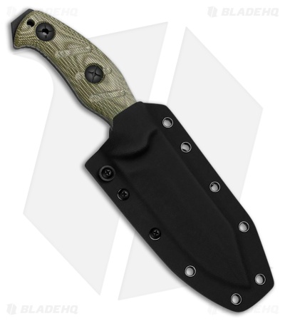 Kizer Sheepdog Survival Fixed Blade Knife Green Micarta (5.3" Black)