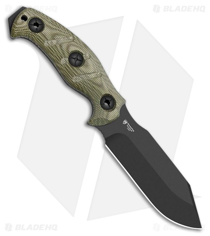 Kizer Sheepdog Survival Fixed Blade Knife Green Micarta (5.3" Black)