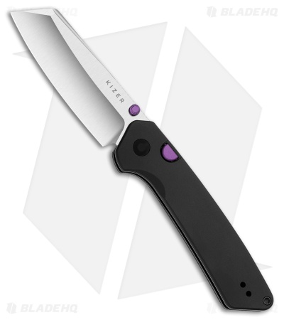 Kizer Madrac Button Liner Lock Knife Black Aluminum (3" Satin)