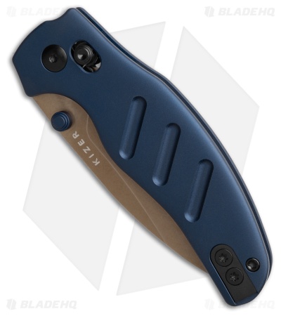 Kizer Sheepdog Clutch Lock Knife Drop Point Blue Aluminum  (PVD)