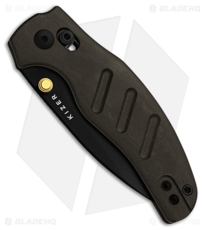 Kizer Sheepdog Drop Point Clutch Lock Knife Brown Richlite (3" Black PVD)