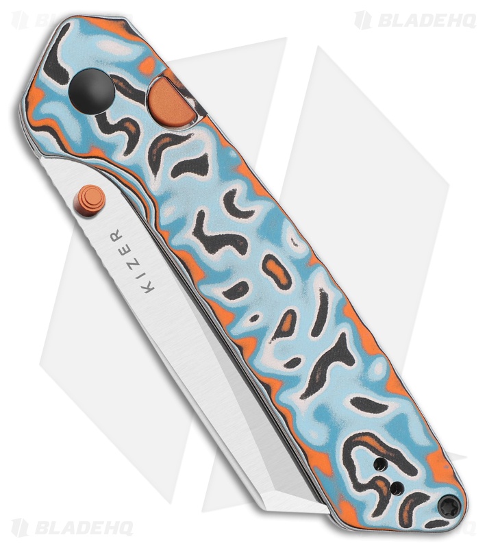 Kizer Madrac Button Liner Lock Knife Vortex Pattern Micarta (3" Satin)