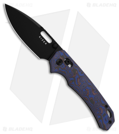 Kizer Outposter Crossbar Lock Knife Black/Blue Vortex Micarta (3.3" PVD)