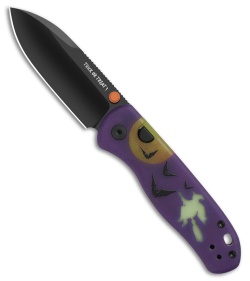 Kizer Azo Drop Bear Button Liner Lock Knife Purple/Green G-10 (3" DLC Elmax)