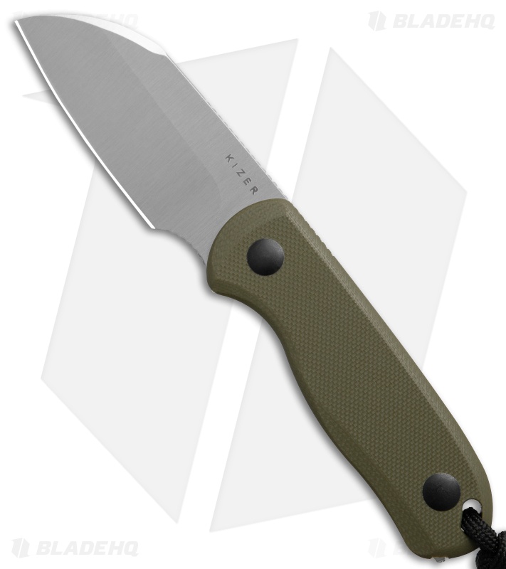 Kizer Drop Bear Sheepsfoot Fixed Blade Knife Green G-10 (2.6" Satin)