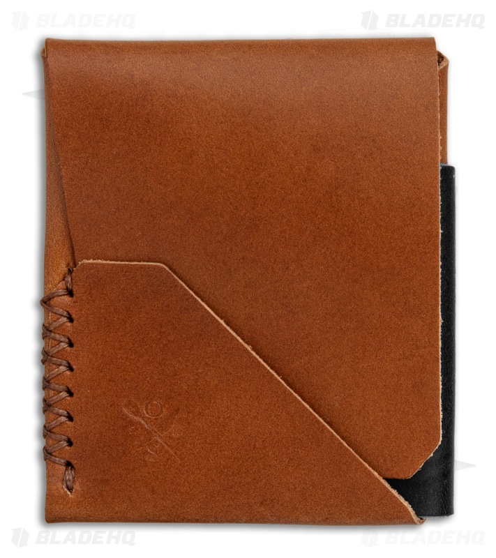 Open Sea Leather Co. Houbei Whiskey and Black Wallet w/ Havana Stitching