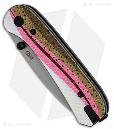 KNAFS Lander 1 Liner Lock Knife Rainbow Trout Printed G-10 (2.75" SW)