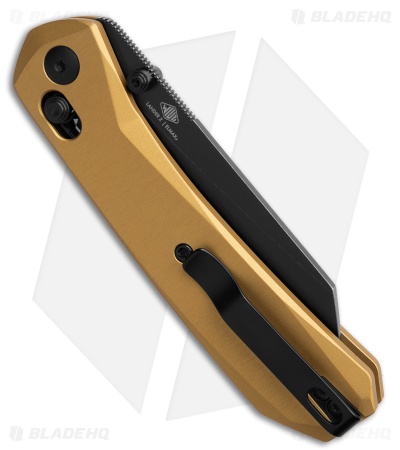 KNAFS Lander 2 Clutch Lock Reverse Tanto Knife Gold Aluminum (3.25" Black)