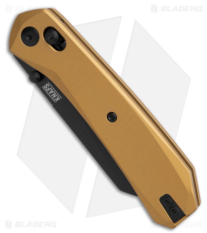 KNAFS Lander 2 Clutch Lock Reverse Tanto Knife Gold Aluminum (3.25" Black)