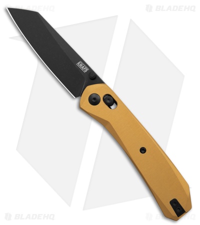 KNAFS Lander 2 Clutch Lock Reverse Tanto Knife Gold Aluminum (3.25" Black)