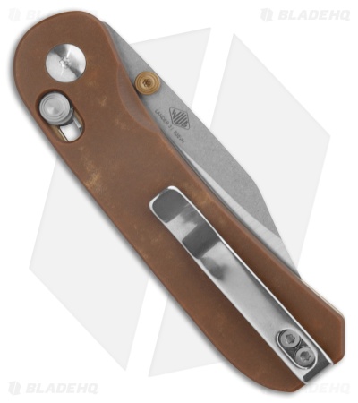 KNAFS Lander 3 Clutch Lock Clip Point Knife Brown Paper Micarta (2.75" Satin)