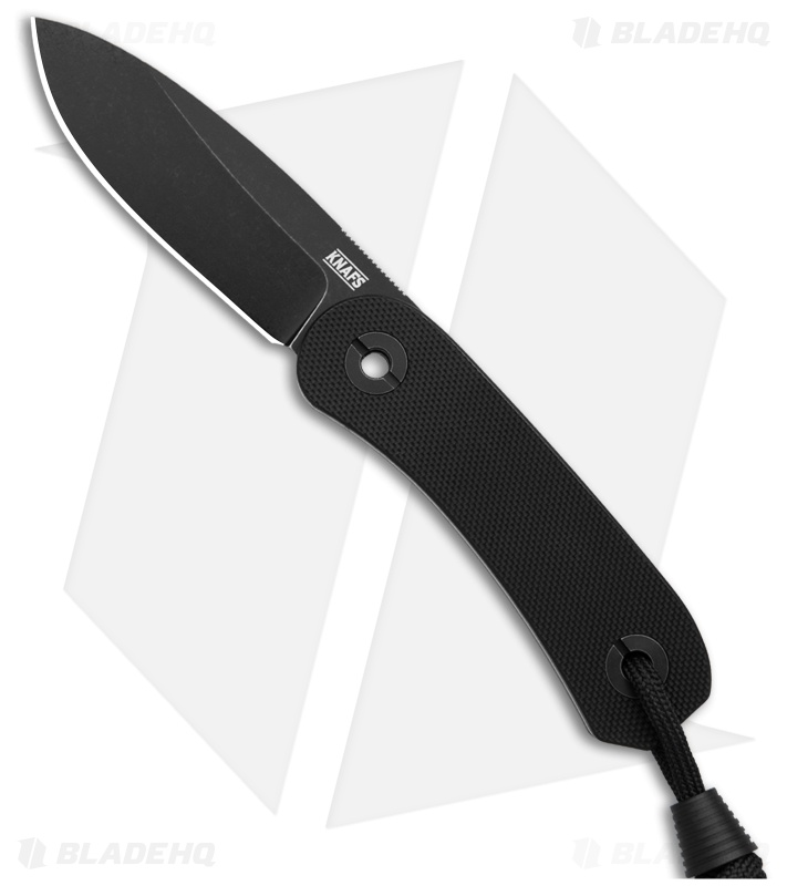 KNAFS Lander 4 Fixed Blade Knife Black G-10 (2.6" Black SW D2)