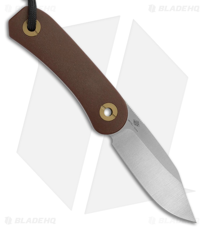 Knafs Lander 4 Clip Point Fixed Blade Knife Brown Paper Micarta (2.6" Satin)