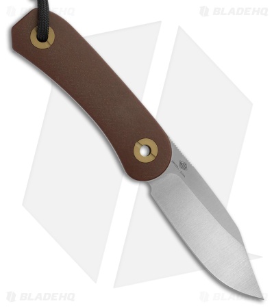 Knafs Lander 4 Clip Point Fixed Blade Knife Brown Paper Micarta (2.6" Satin)