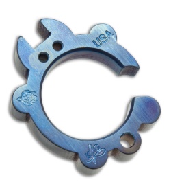 KnifeGuys 3/8" Chubby Tipsy Turtle Titanium Keychain Bottle Opener - Blue Flamed