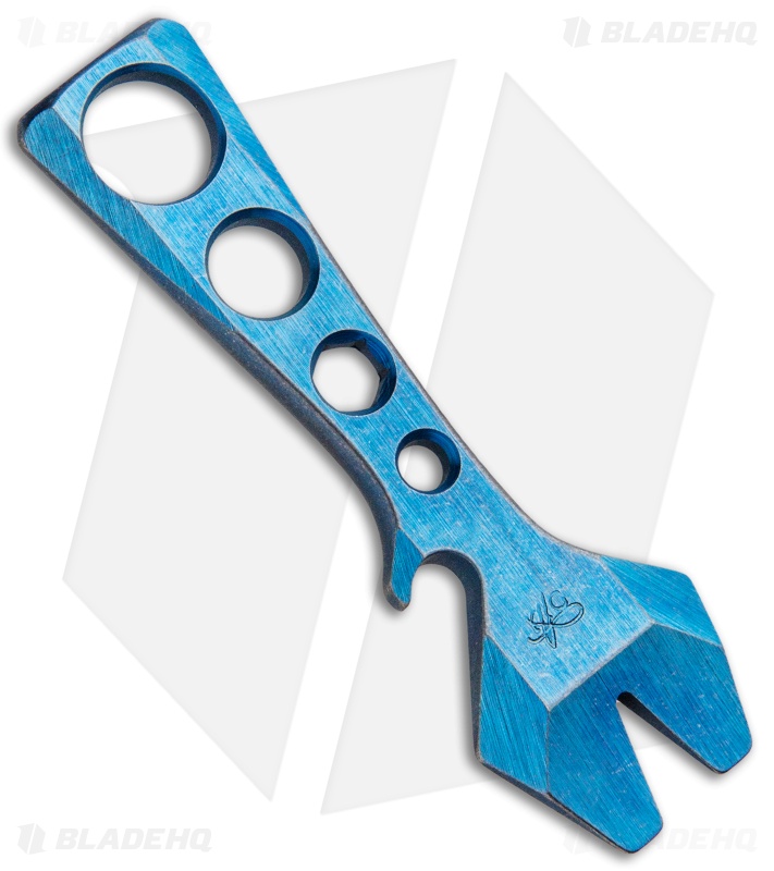 KnifeGuys Impact Tool (K.I.T.) Titanium Pocket Tool - Blue w/ Holes