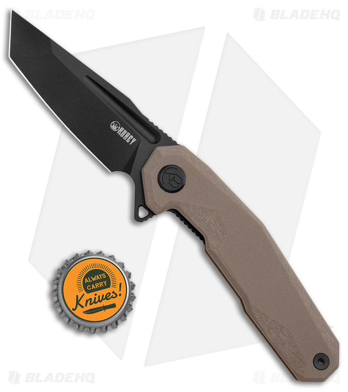 Kubey Carve Nest Liner Lock Knife Tan G-10 (3.5" Black)