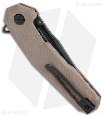 Kubey Carve Nest Liner Lock Knife Tan G-10 (3.5" Black)