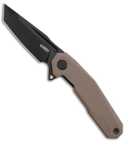 Kubey Carve Nest Liner Lock Knife Tan G-10 (3.5" Black)