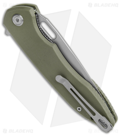 Kubey Dark Knight Liner Lock Flipper Pocket Knife Green G-10 (3.6" Bead Blast)