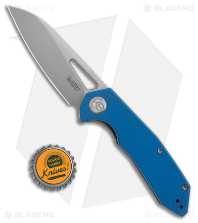 Kubey Vagrant Liner Lock Knife Blue G-10 (3" Stonewash)