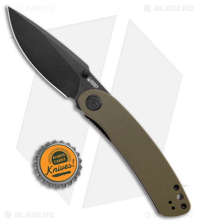 Kubey Momentum Sherif Manganas Linerlock Knife Green G-10 (3.4" Black D2 )344B