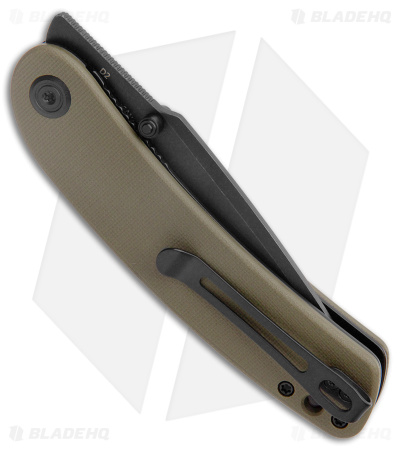 Kubey Momentum Sherif Manganas Linerlock Knife Green G-10 (3.4" Black D2 )344B