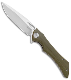 Kubey Raven Liner Lock Knife Green G-10 (3.8" Satin) KB245B